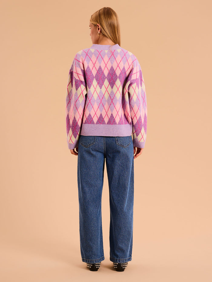 Henni Argyle Cardigan in Purple