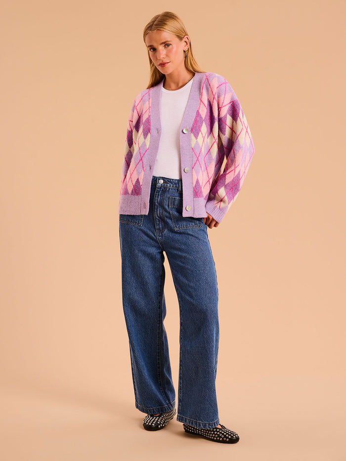 Henni Argyle Cardigan in Purple