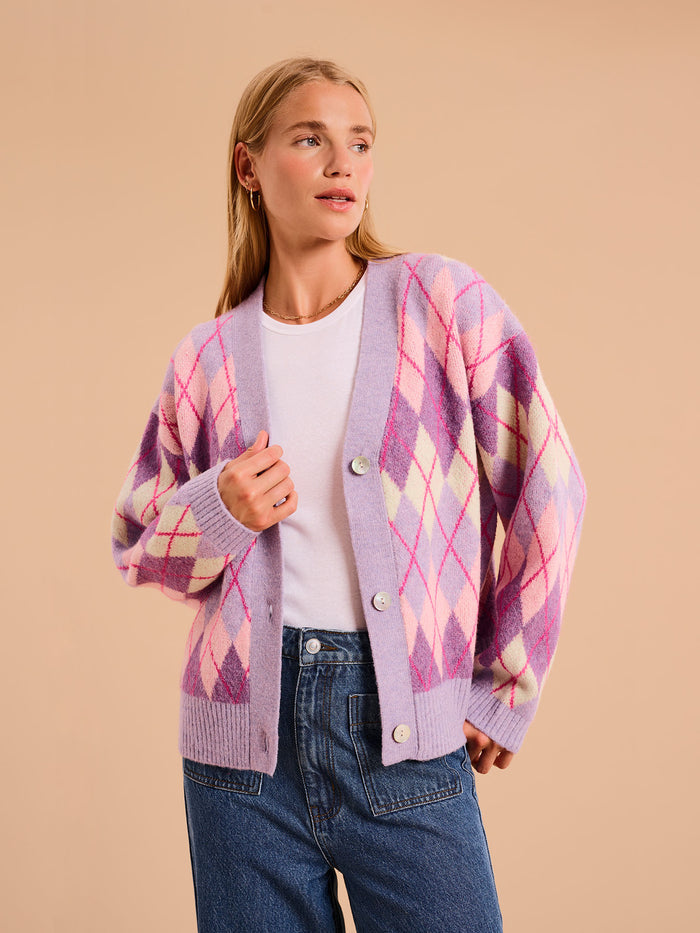 Henni Argyle Cardigan in Purple