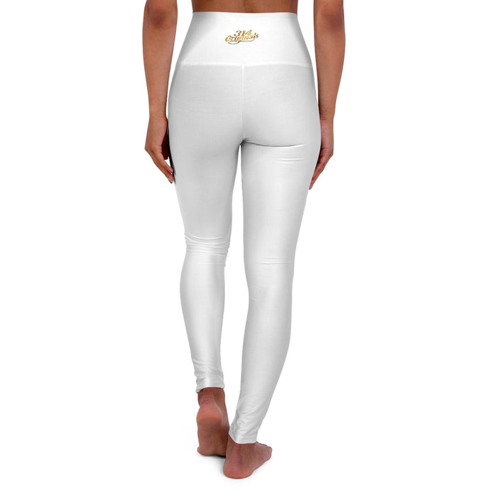 Yoga Leggings — High-Waisted White Leggings with Pink Originals Side Script - 314 Originals