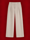 H&M Beige Wide-Leg Tailored Trousers