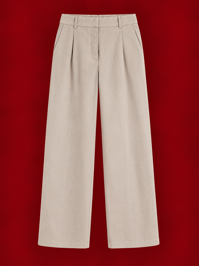 H&M Beige Wide-Leg Tailored Trousers