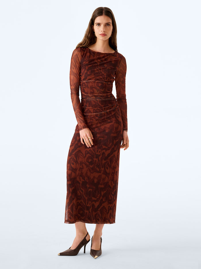 Hollis Dress in Woodgrain Print