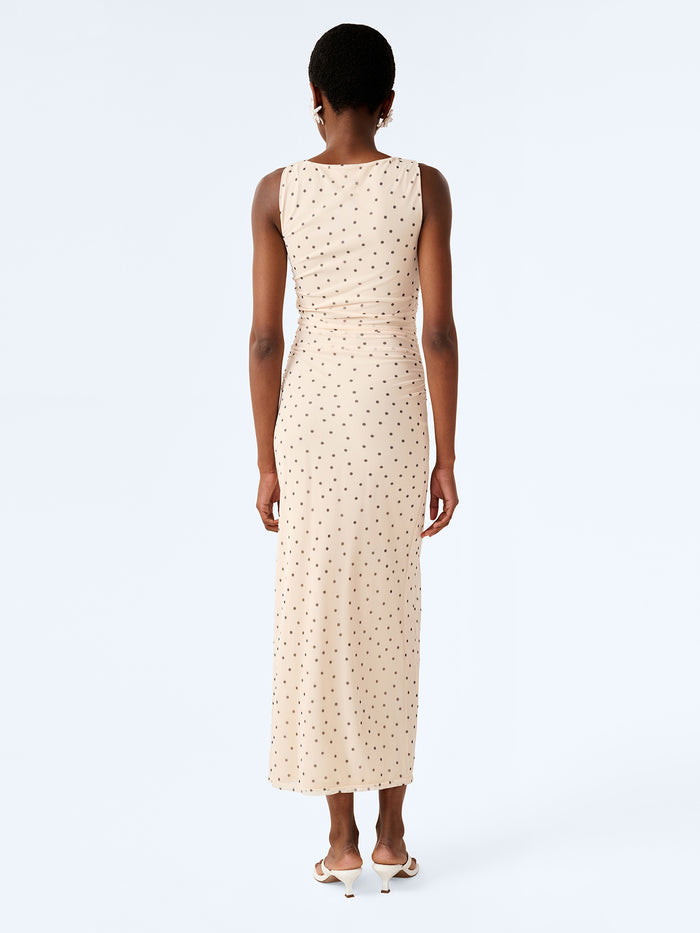 Hollis Sleeveless Dress in White Polka Dot
