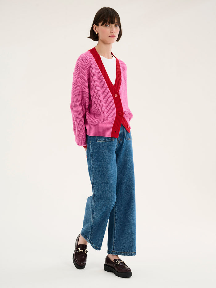 Hopper Cardigan in Pink and Red