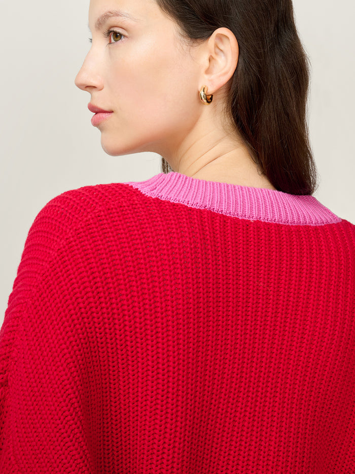 Hopper Cardigan in Red