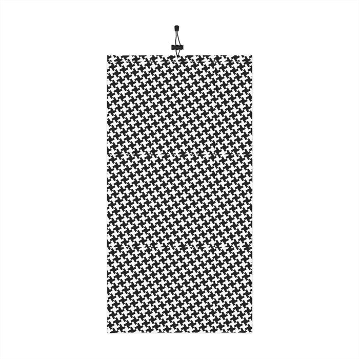 Houndstooth Winter Neck Gaiter with Drawstring — Cozy Black & White Face Scarf - 314 Originals