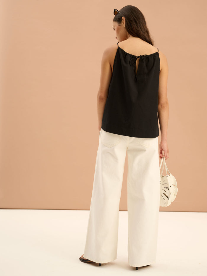 Idara Halterneck Sleeveless Top in Black