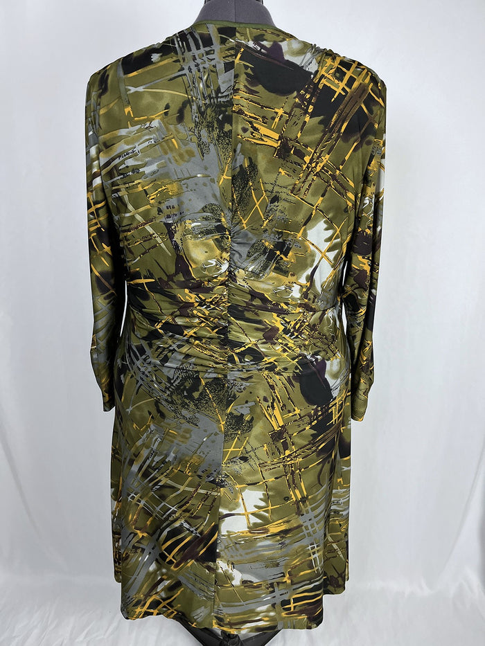 Igigi Size 22W Olive & Mustard Crosshatch Dress