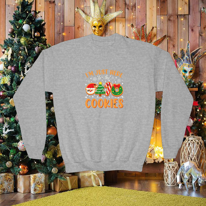Youth Holiday Sweatshirt "I'm Just Here for the Cookies" – Kids Christmas Cookie Crewneck - 314 Originals