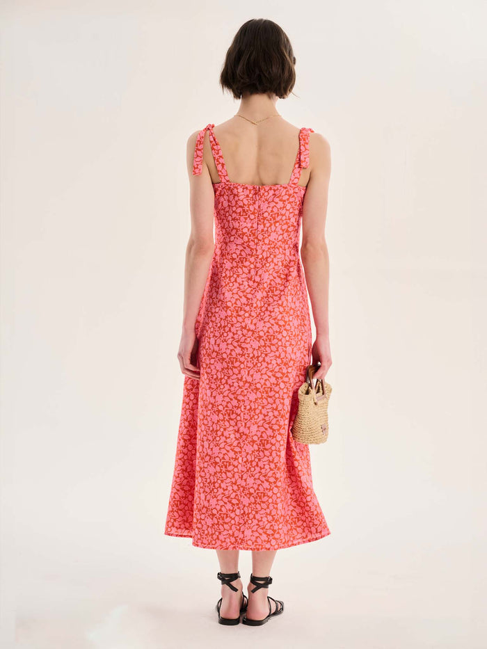 Irina Ruched Bodice Strappy Dress in Red