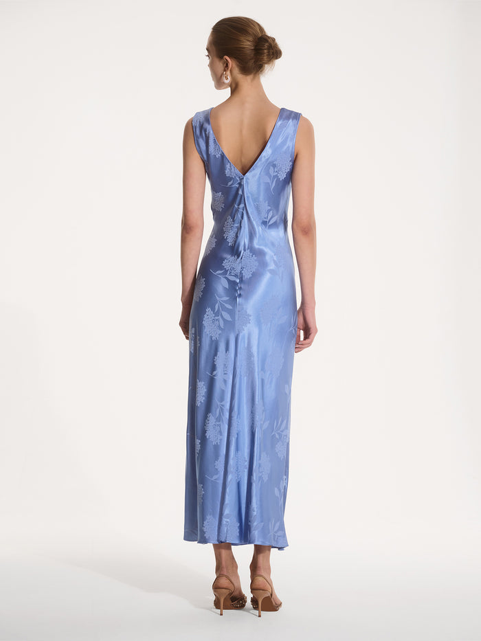 Iris Jacquard Dress in Blue