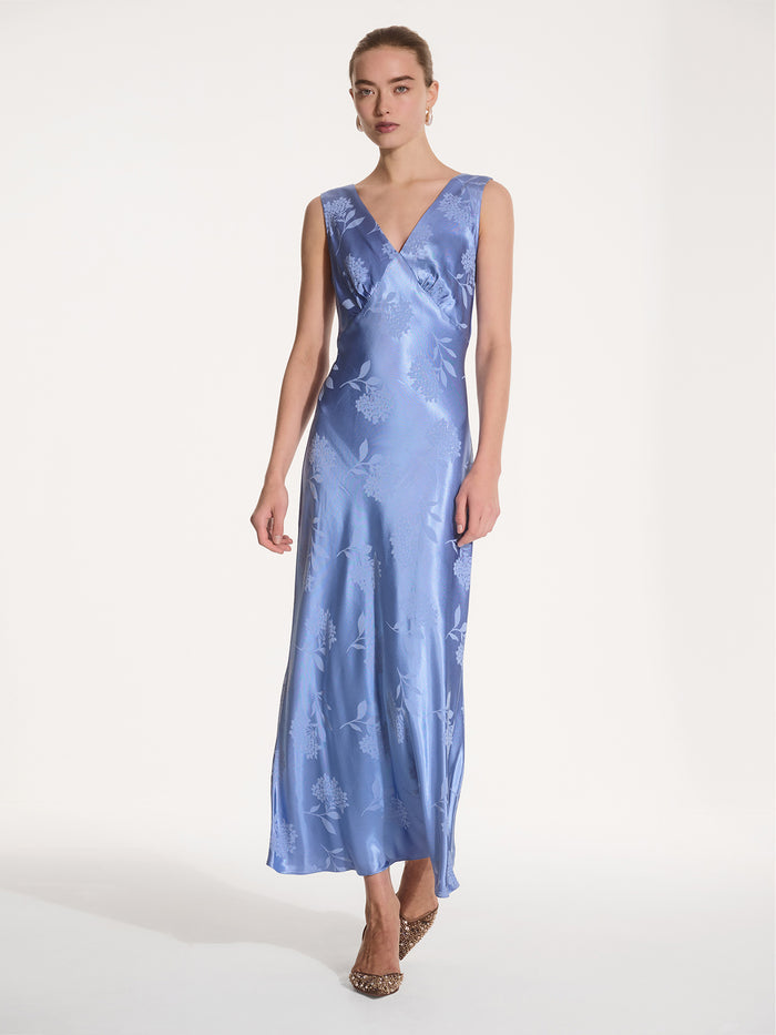 Iris Jacquard Dress in Blue