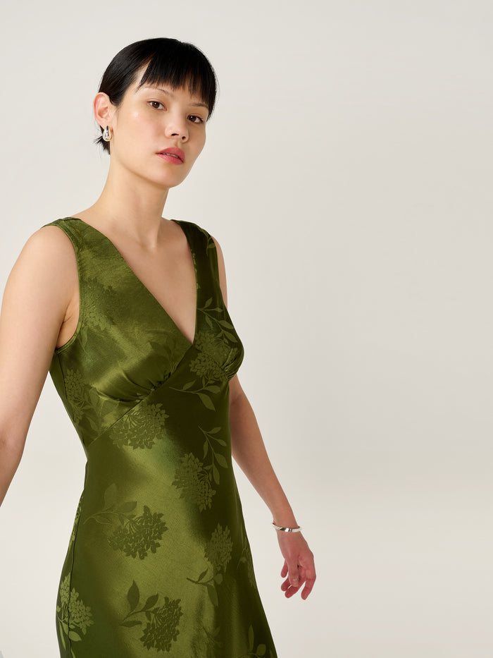 Iris Jacquard Dress in Pear Green