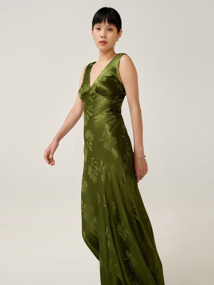 Iris Jacquard Dress in Pear Green