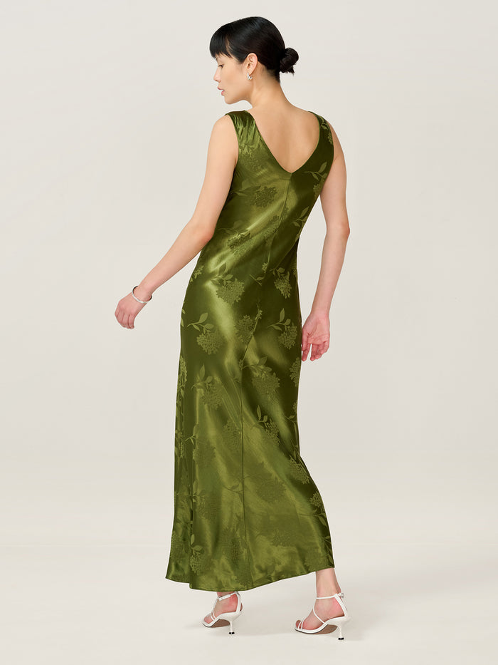 Iris Jacquard Dress in Pear Green