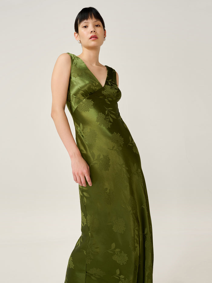 Iris Jacquard Dress in Pear Green
