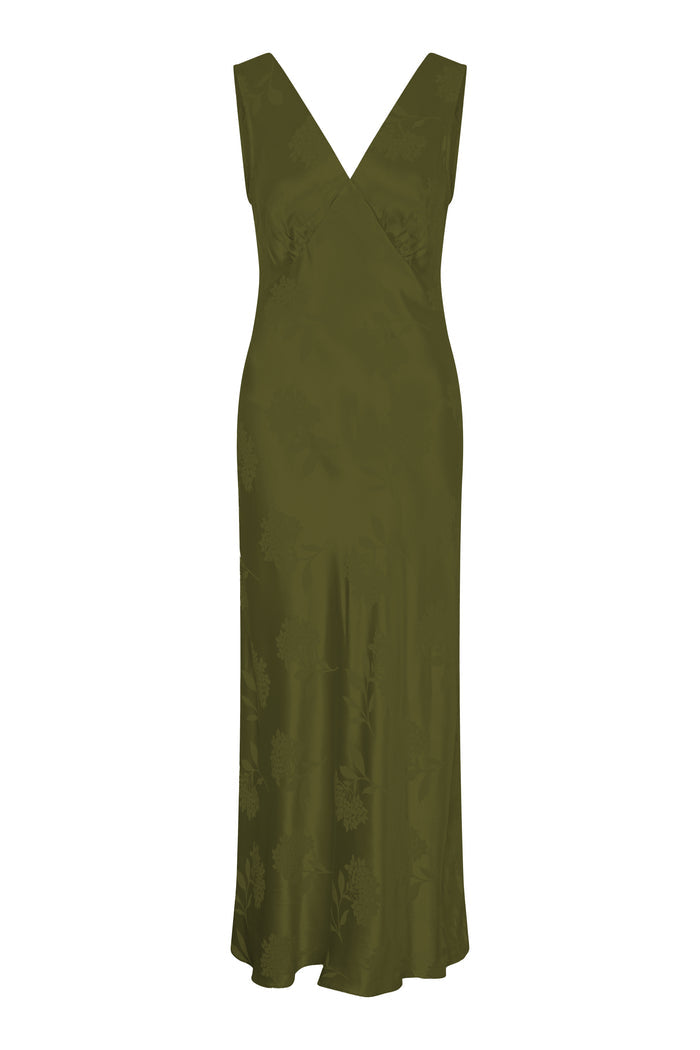 Iris Jacquard Dress in Pear Green