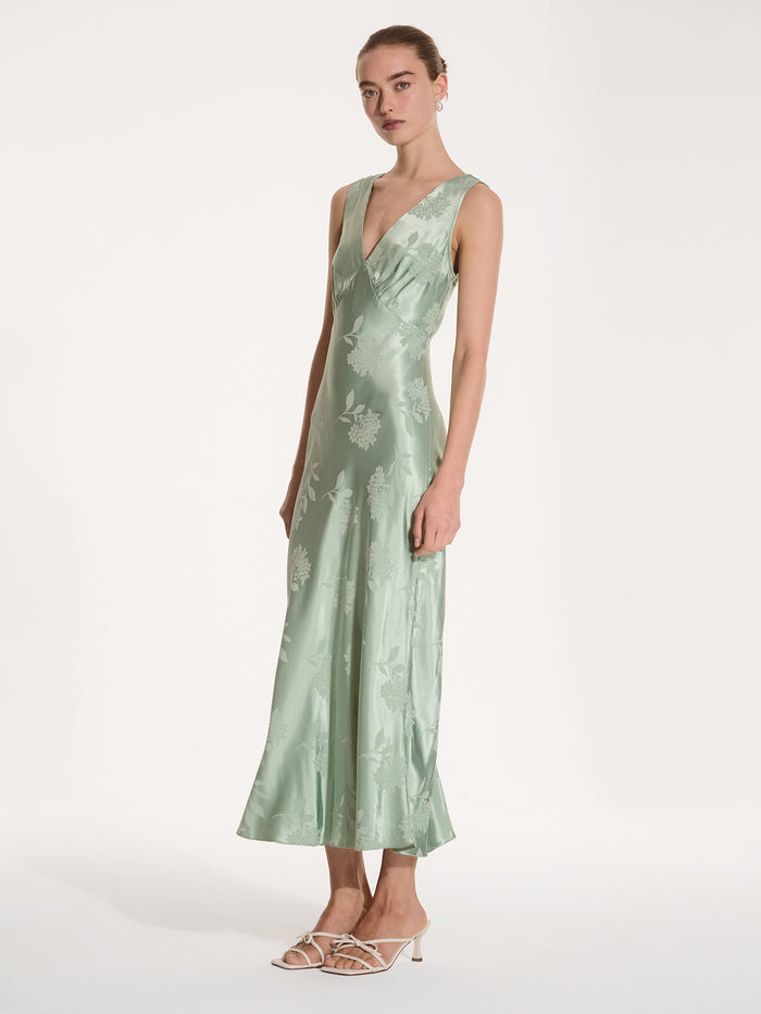 Iris Jacquard Dress in Sage