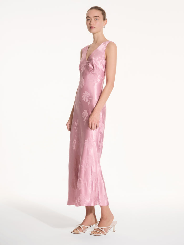 Iris Jacquard Dress in Vintage Pink