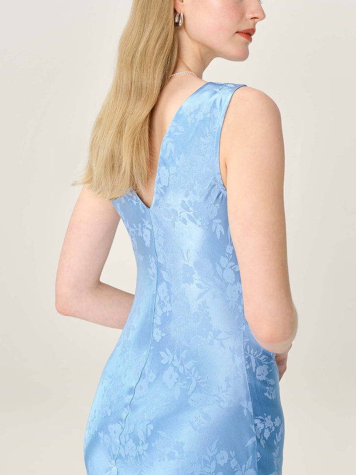 Iris Jacquard Dress in Vista Blue