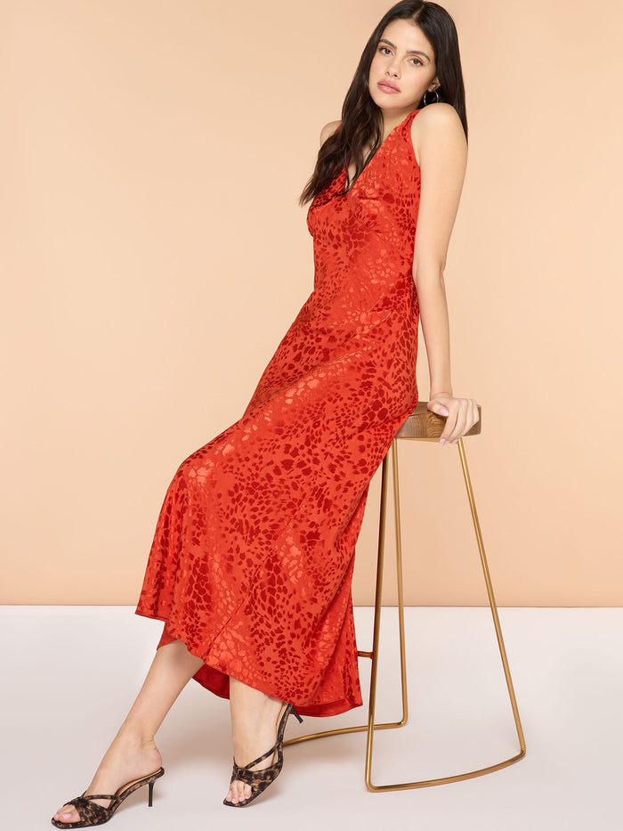Iris Maxi Dress in Brick Orange
