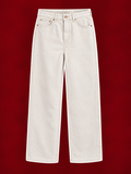Ivory High-Rise Wide-Leg Jeans