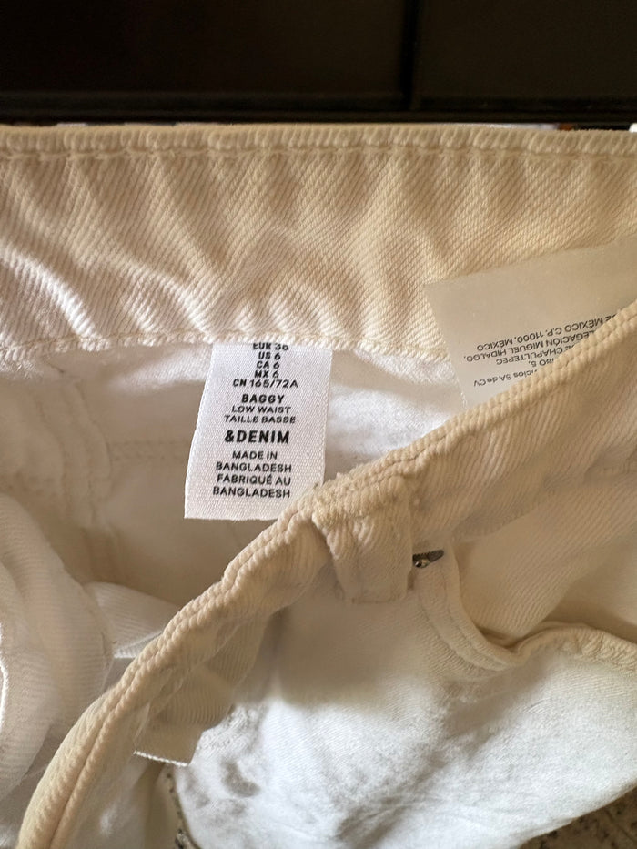 Ivory High-Rise Wide-Leg Jeans