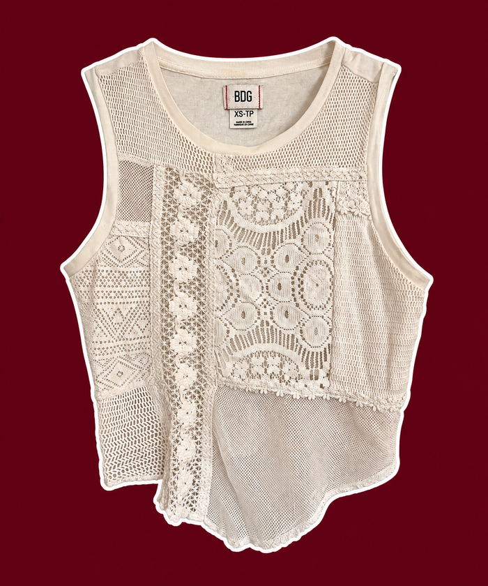 Ivory Lace Patchwork Tank