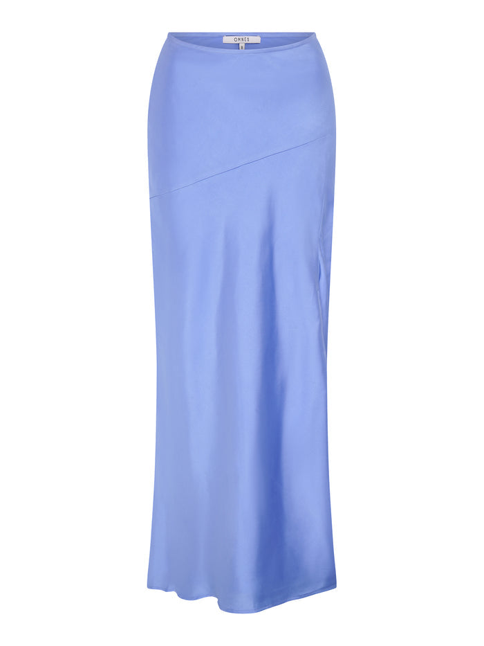 Jackie Asymmetric Midi Skirt in Blue