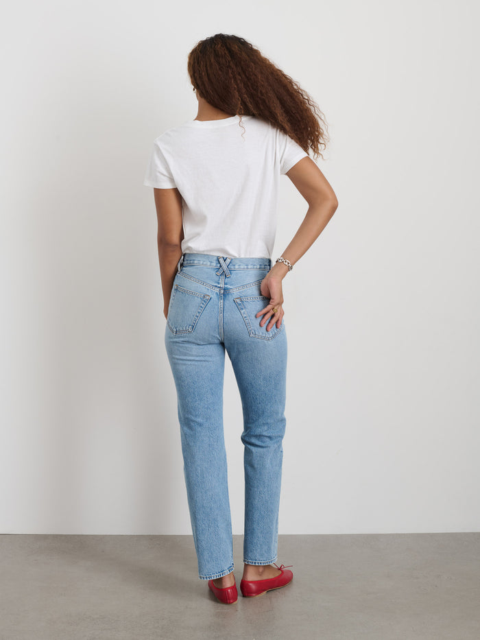 Jane Mid Rise Straight Jean In Kyoto Wash