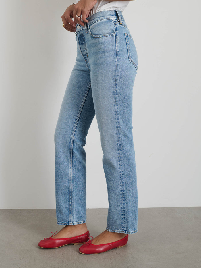 Jane Mid Rise Straight Jean In Kyoto Wash