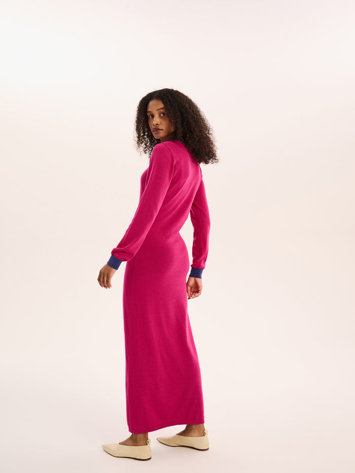 Janelle Colour Block Dress in Magenta