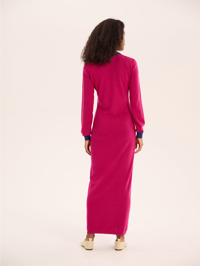 Janelle Colour Block Dress in Magenta