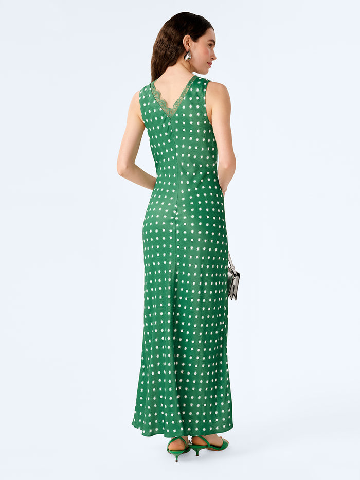 Jennifer Dress in Green Starburst Print