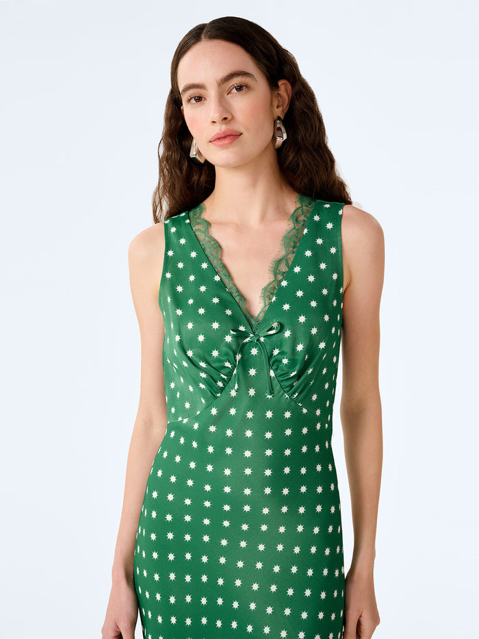 Jennifer Dress in Green Starburst Print