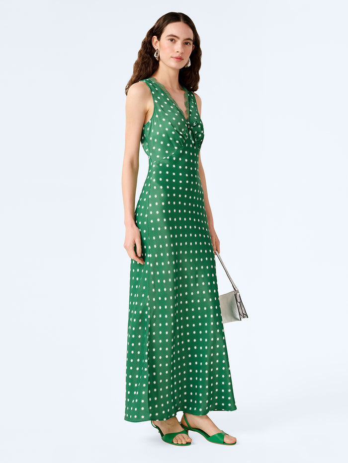 Jennifer Dress in Green Starburst Print