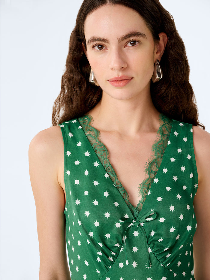 Jennifer Dress in Green Starburst Print
