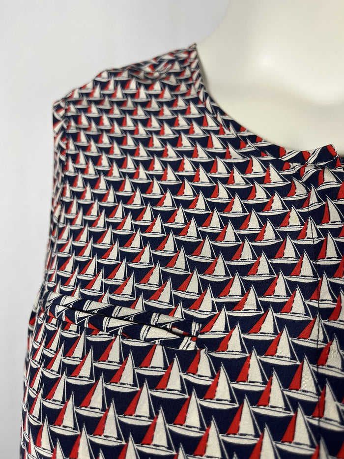 Joie Size L (14)  Red, White & Blue Sailboats Shirt