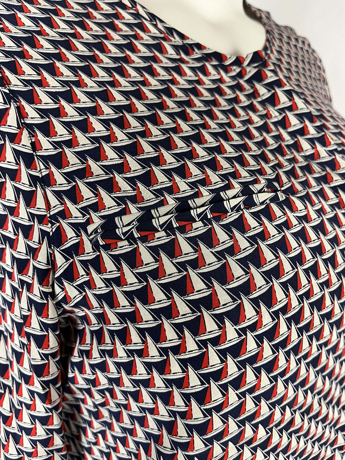 Joie Size L (14)  Red, White & Blue Sailboats Shirt