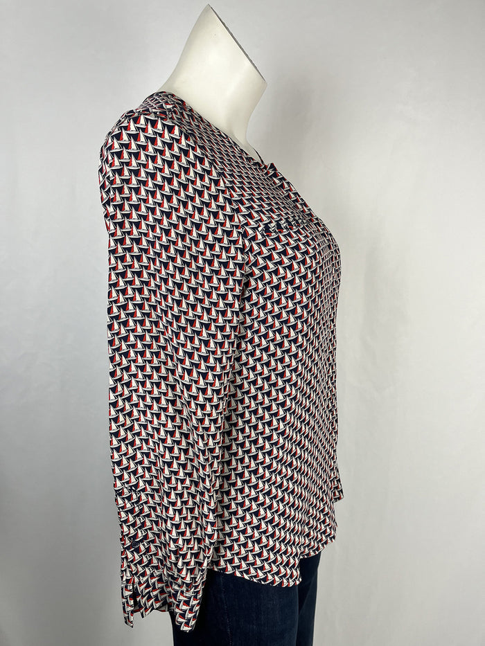 Joie Size L (14)  Red, White & Blue Sailboats Shirt