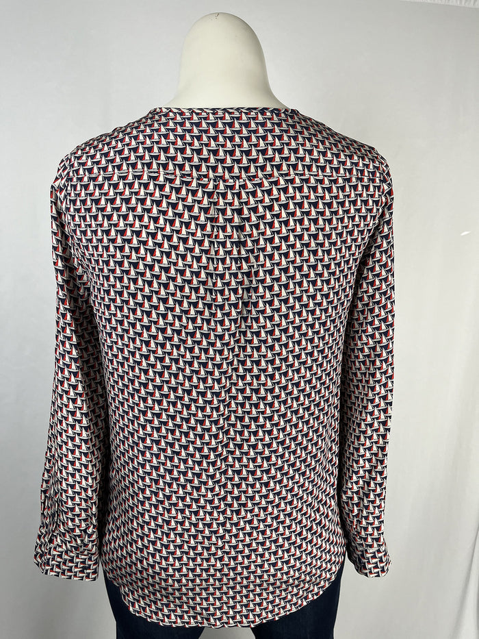 Joie Size L (14)  Red, White & Blue Sailboats Shirt