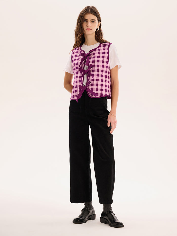 Jojo Quilted Gilet in Pink Gingham