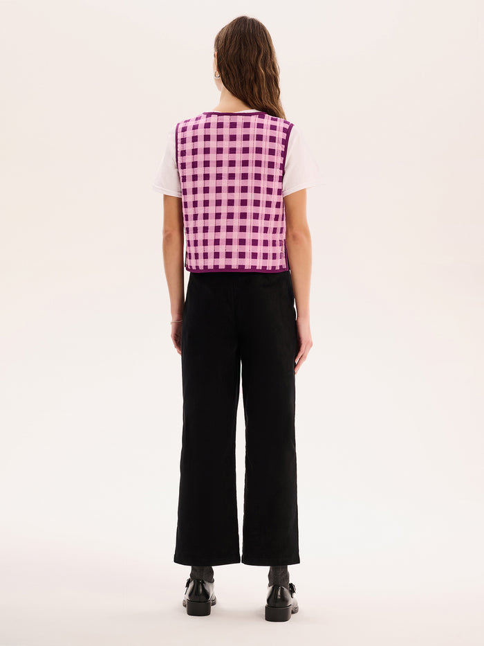 Jojo Quilted Gilet in Pink Gingham
