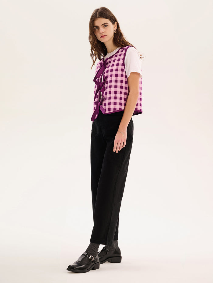 Jojo Quilted Gilet in Pink Gingham