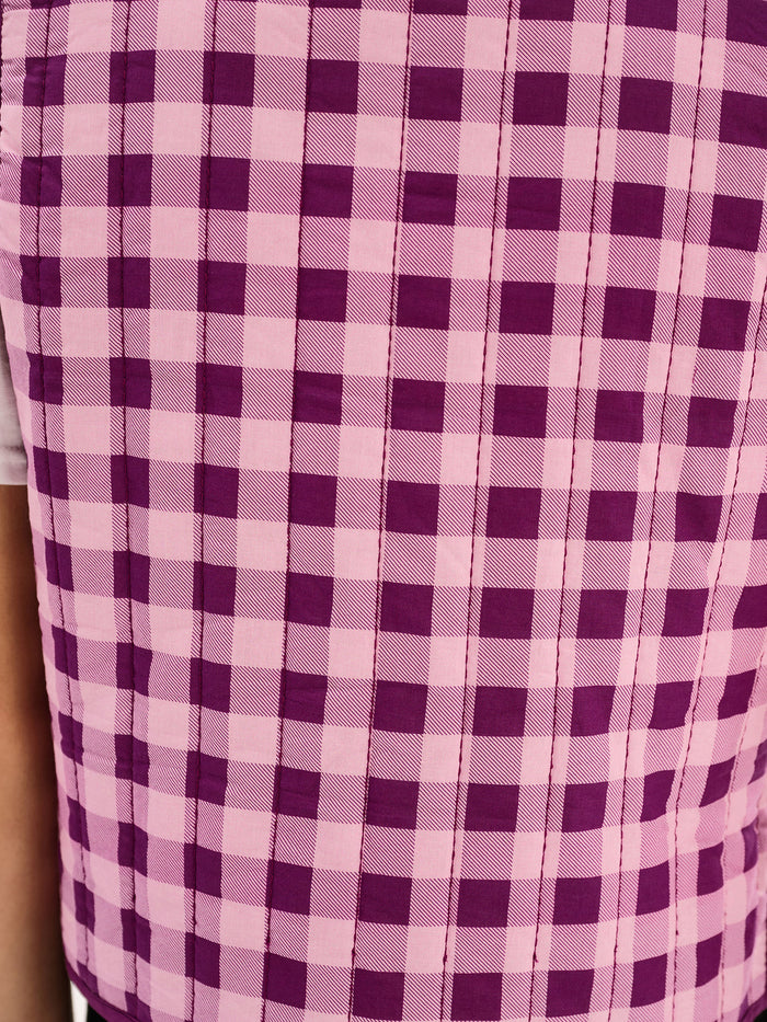 Jojo Quilted Gilet in Pink Gingham