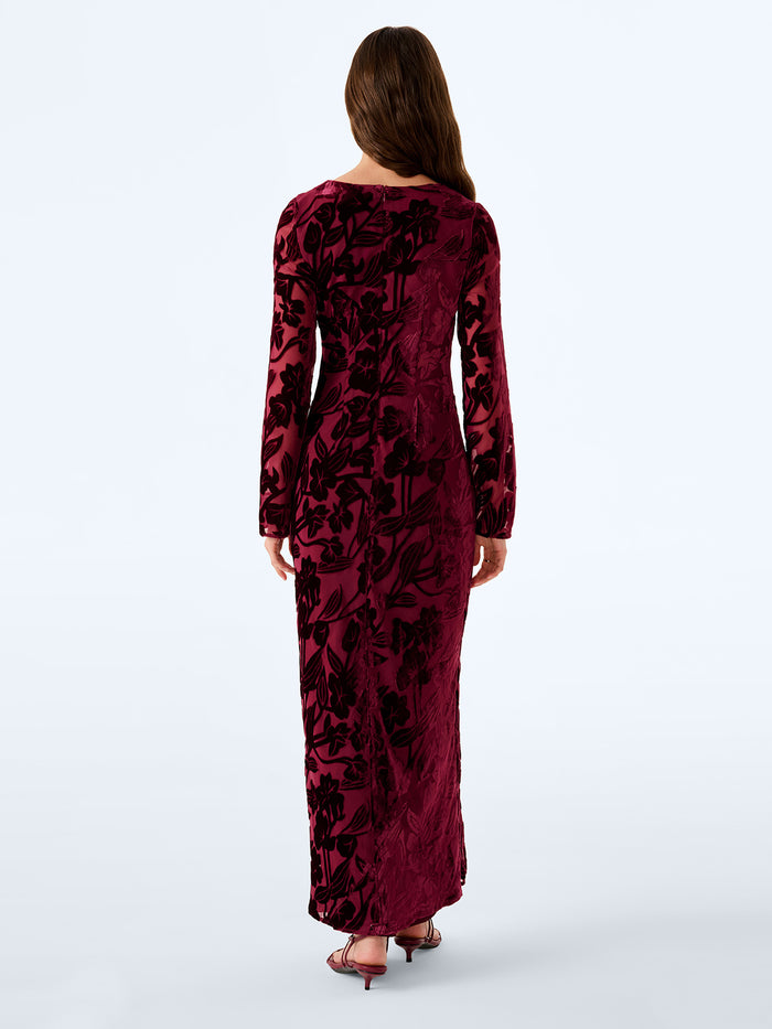 Juniper Dress in Deep Wine Devore