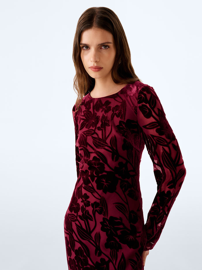 Juniper Dress in Deep Wine Devore