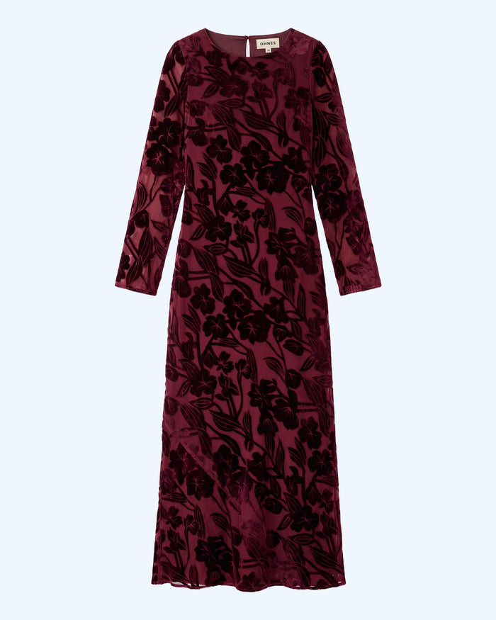 Juniper Dress in Deep Wine Devore
