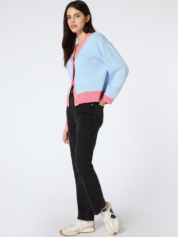 Kayla Knit Cardigan in Blue and Pink